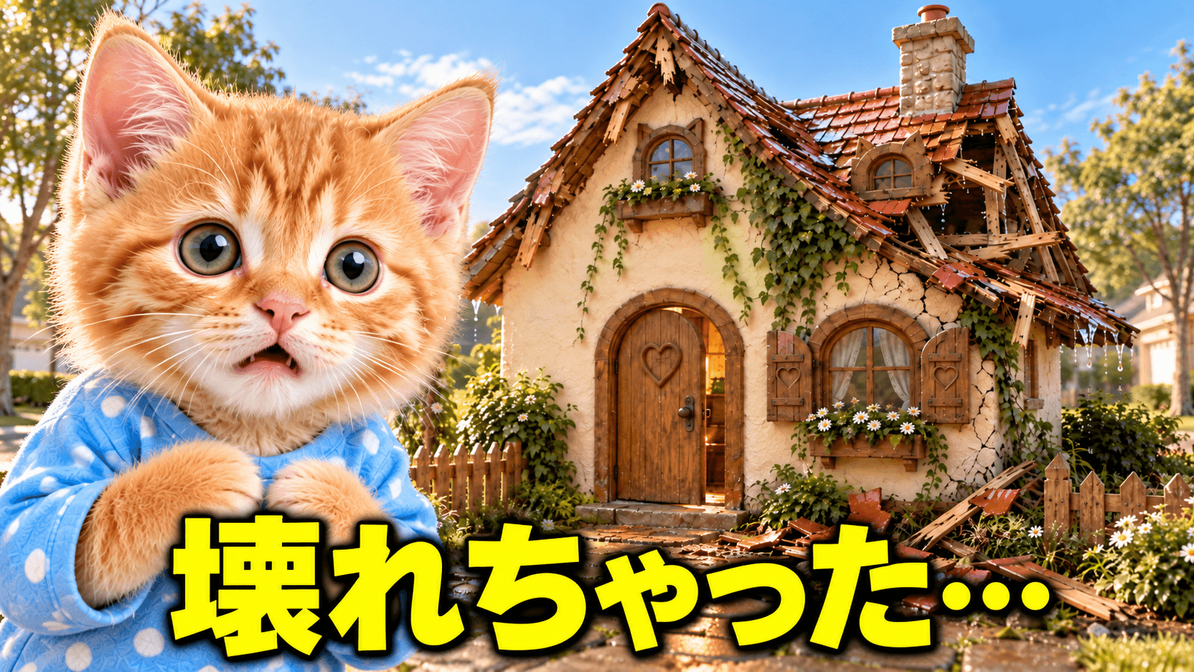 お家が壊れちゃった！子猫が自分で修理してみた結果…×AZ8