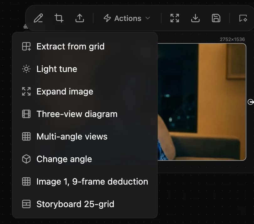 Image node action menu