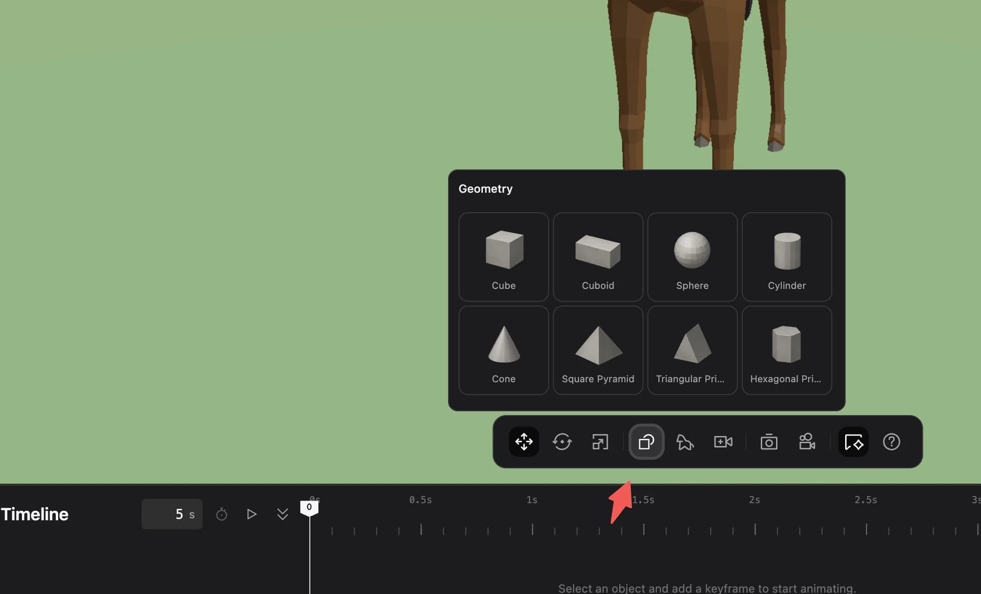 Add basic geometry from the toolbar