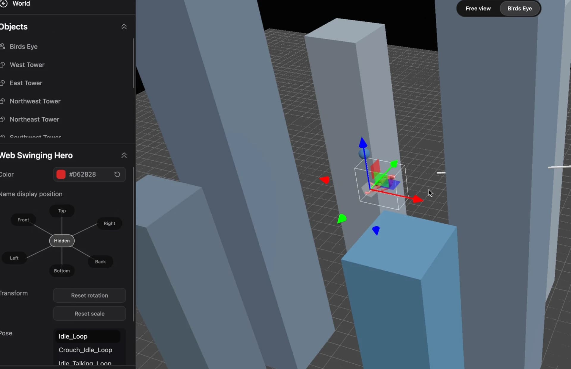 Select and adjust models, cameras, and properties