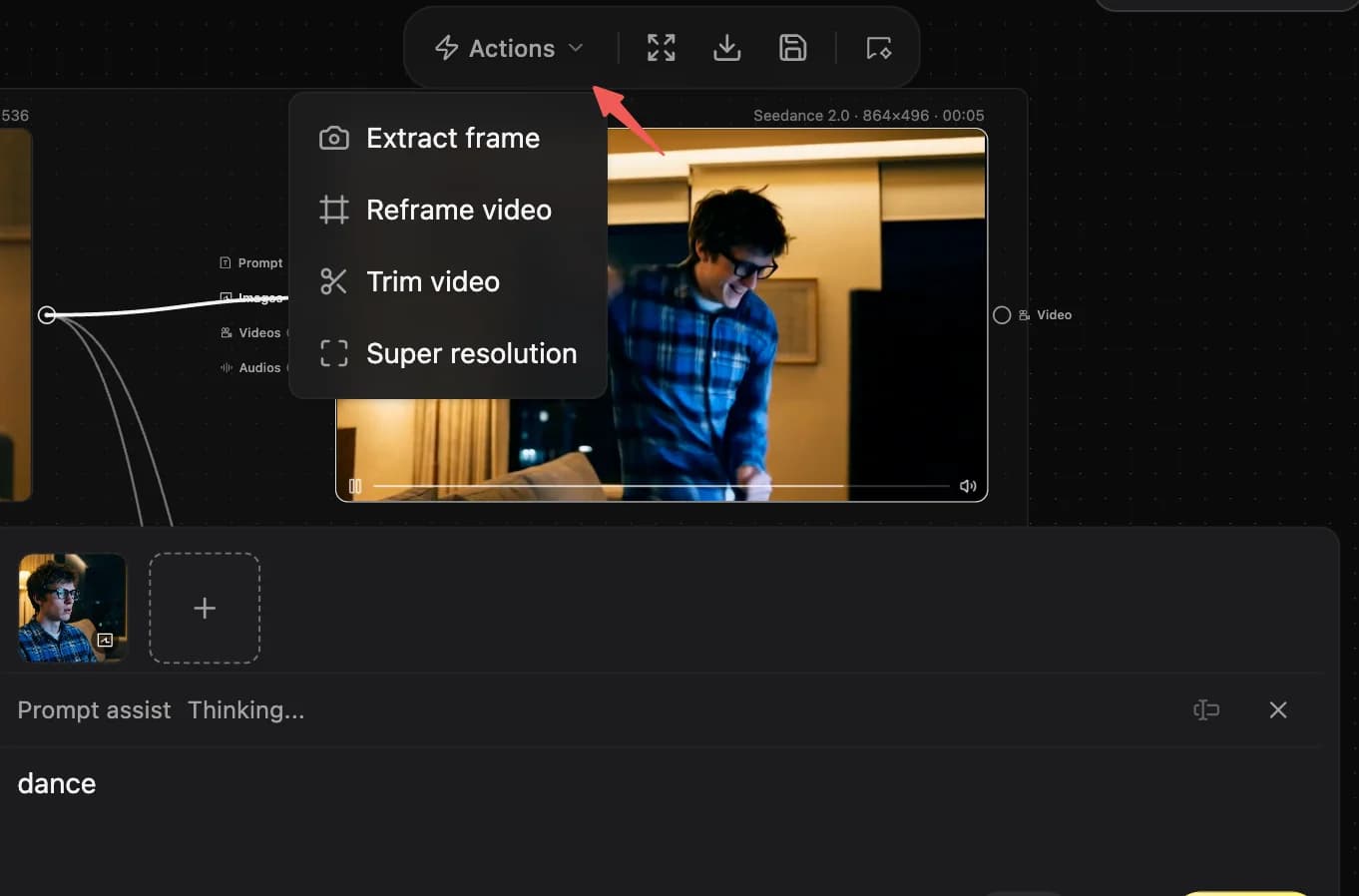 Video node actions