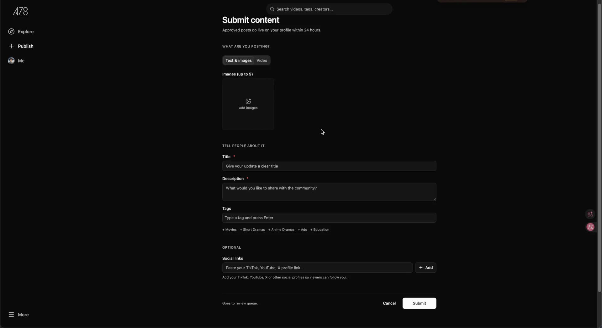 Publish text & images page